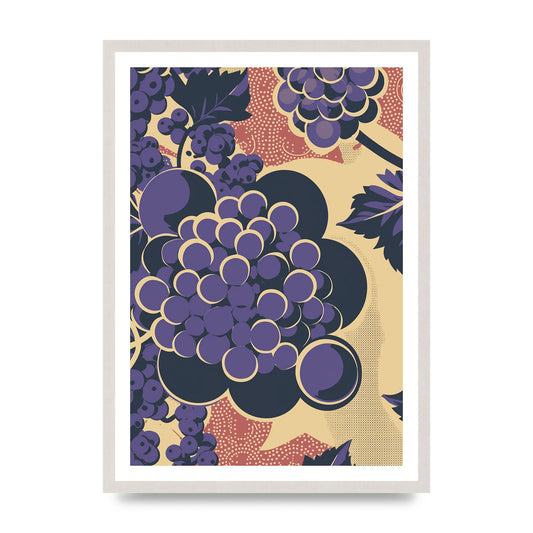Simplified Grape Berries Woodblock Style