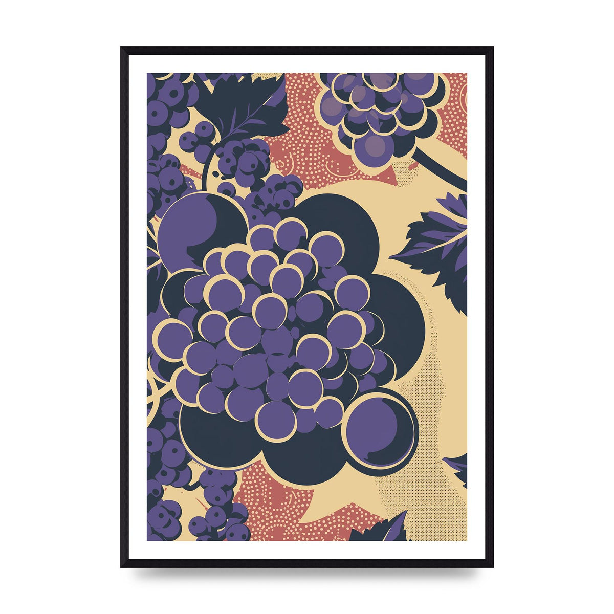 Simplified Grape Berries Woodblock Style