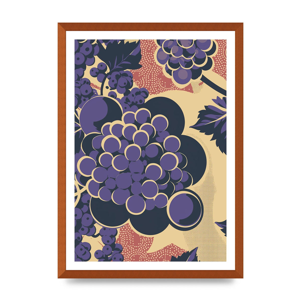 Simplified Grape Berries Woodblock Style