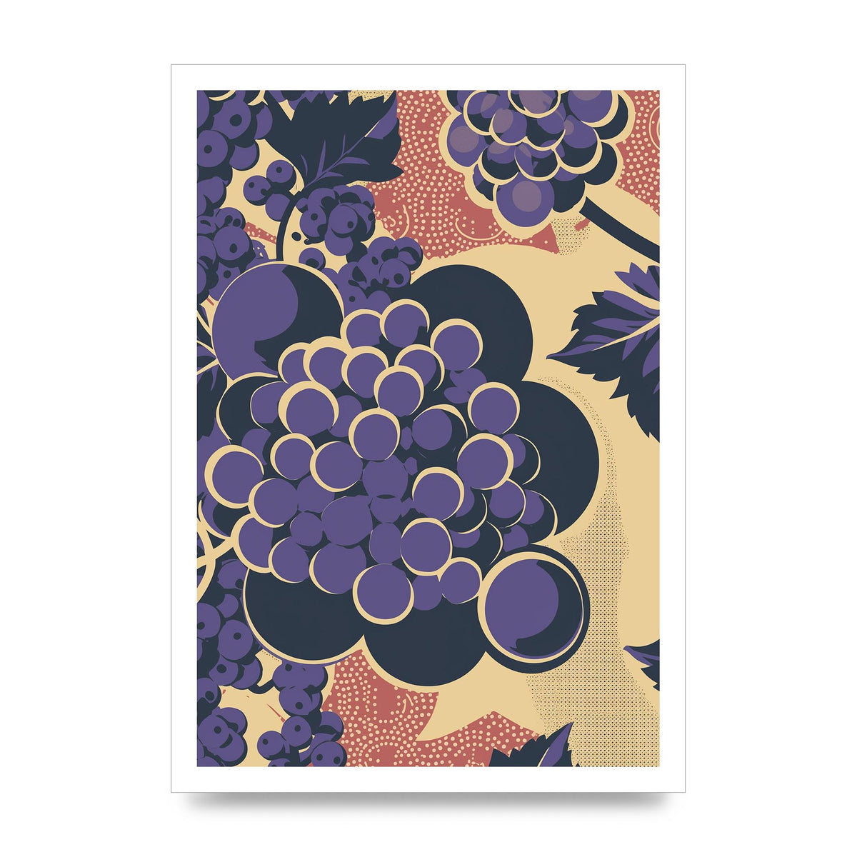 Simplified Grape Berries Woodblock Style