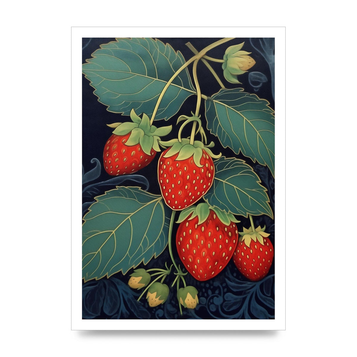 Strawberrys Fragility in Woodblock Print