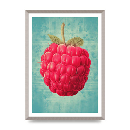 Rustic Raspberry Woodblock Print
