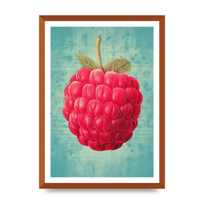 Rustic Raspberry Woodblock Print