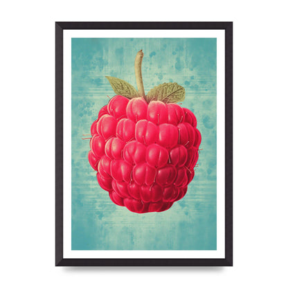 Rustic Raspberry Woodblock Print