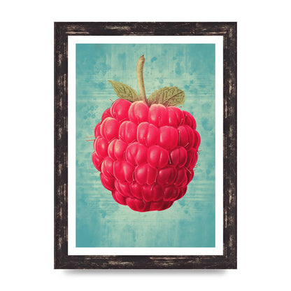 Rustic Raspberry Woodblock Print