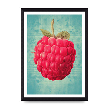 Rustic Raspberry Woodblock Print