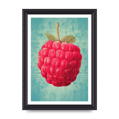 Rustic Raspberry Woodblock Print