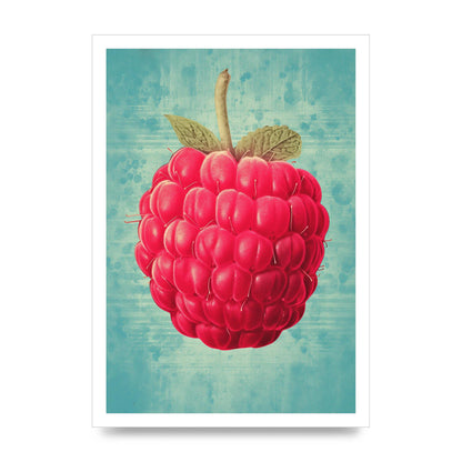 Rustic Raspberry Woodblock Print