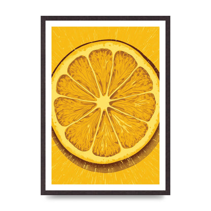 Vibrant Lemon Slice Woodblock Print