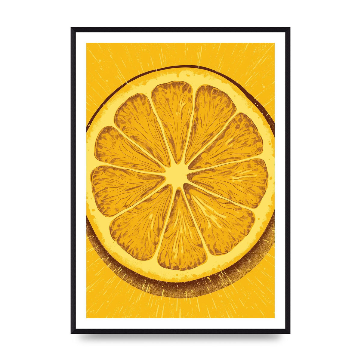 Vibrant Lemon Slice Woodblock Print