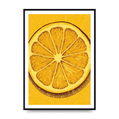 Vibrant Lemon Slice Woodblock Print