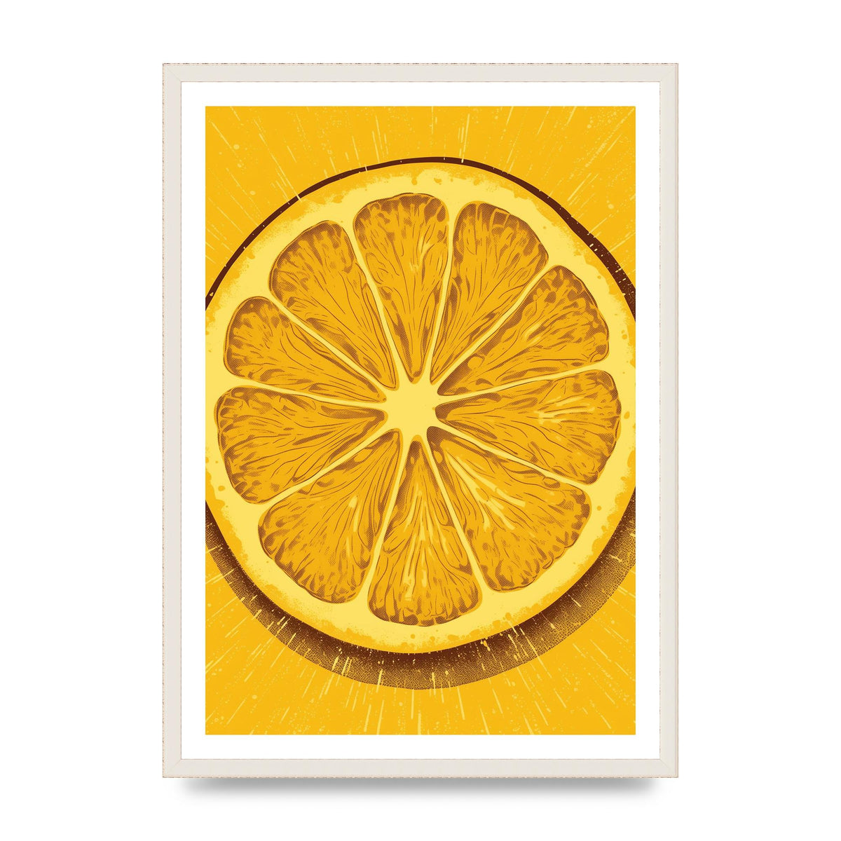 Vibrant Lemon Slice Woodblock Print