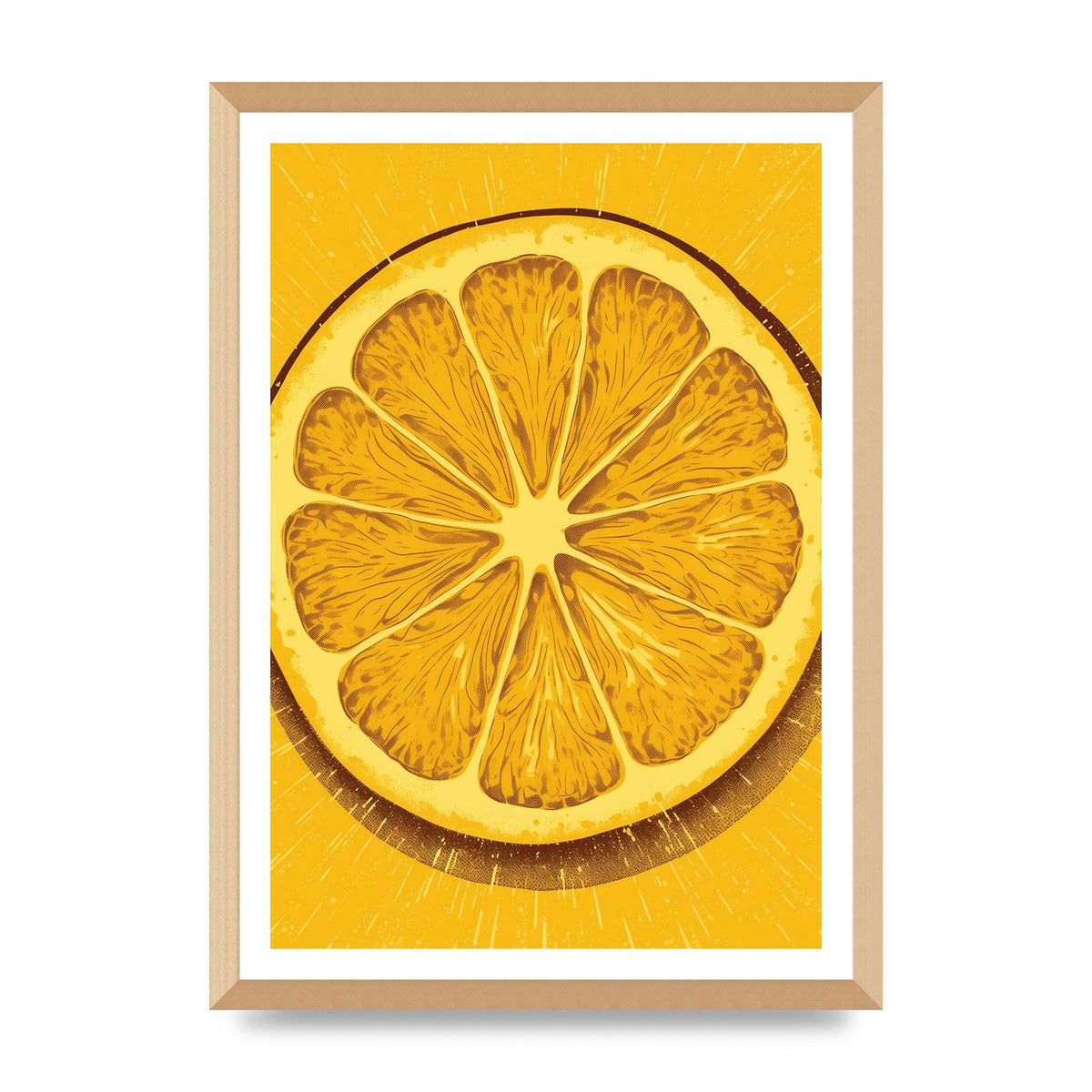 Vibrant Lemon Slice Woodblock Print