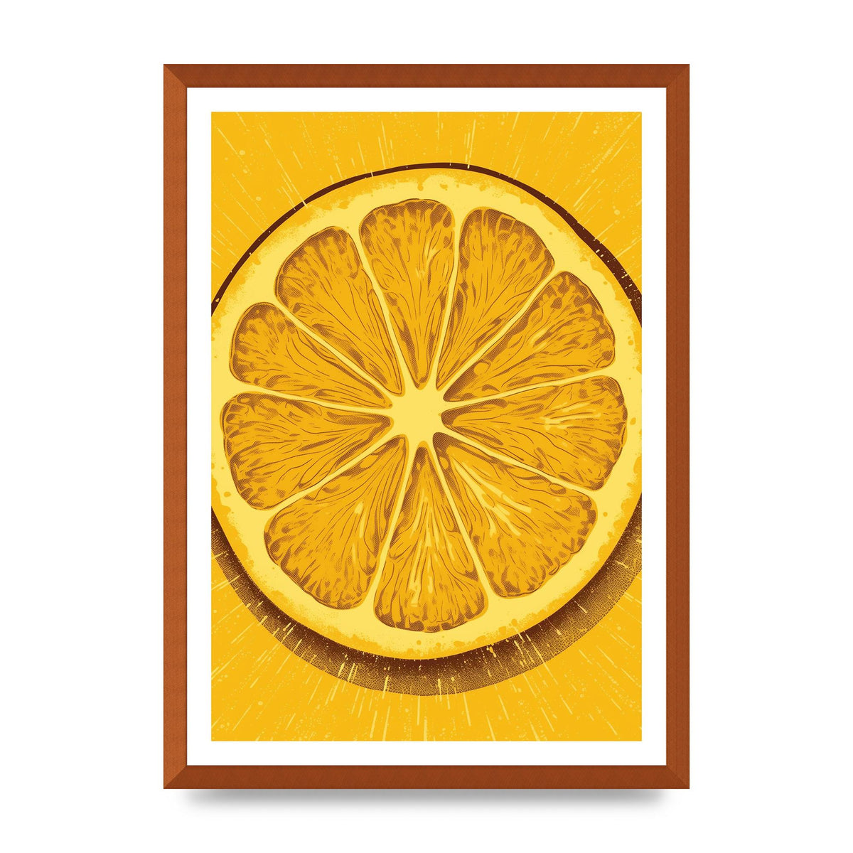 Vibrant Lemon Slice Woodblock Print