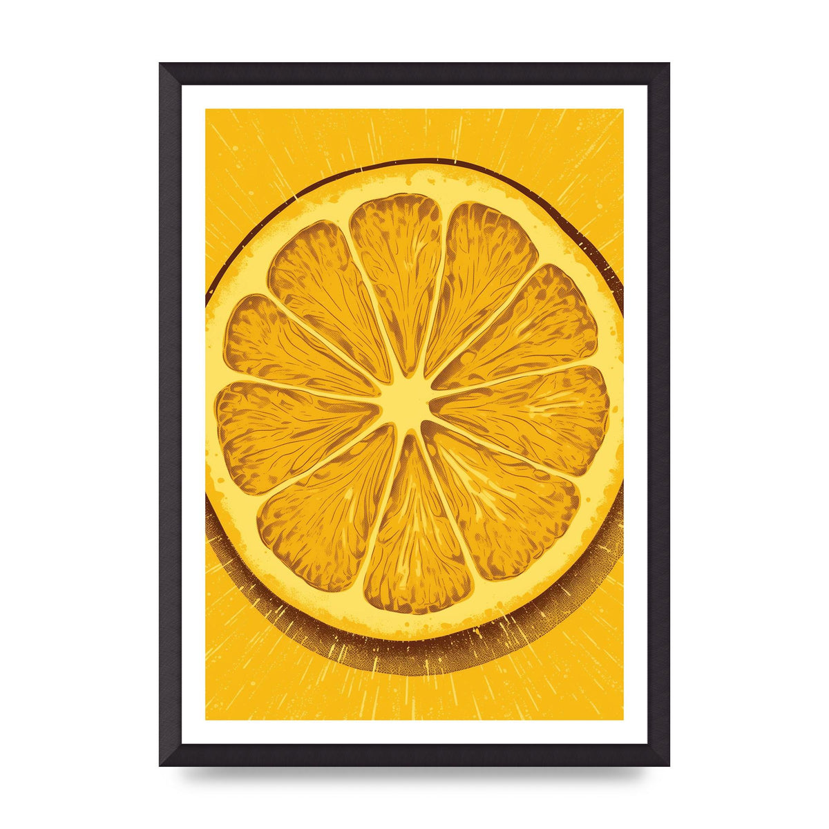 Vibrant Lemon Slice Woodblock Print