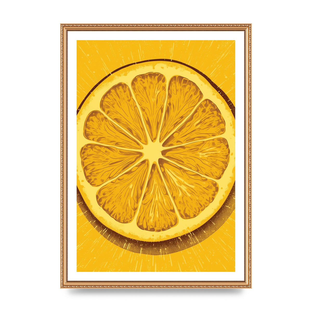 Vibrant Lemon Slice Woodblock Print