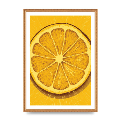 Vibrant Lemon Slice Woodblock Print