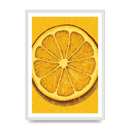 Vibrant Lemon Slice Woodblock Print
