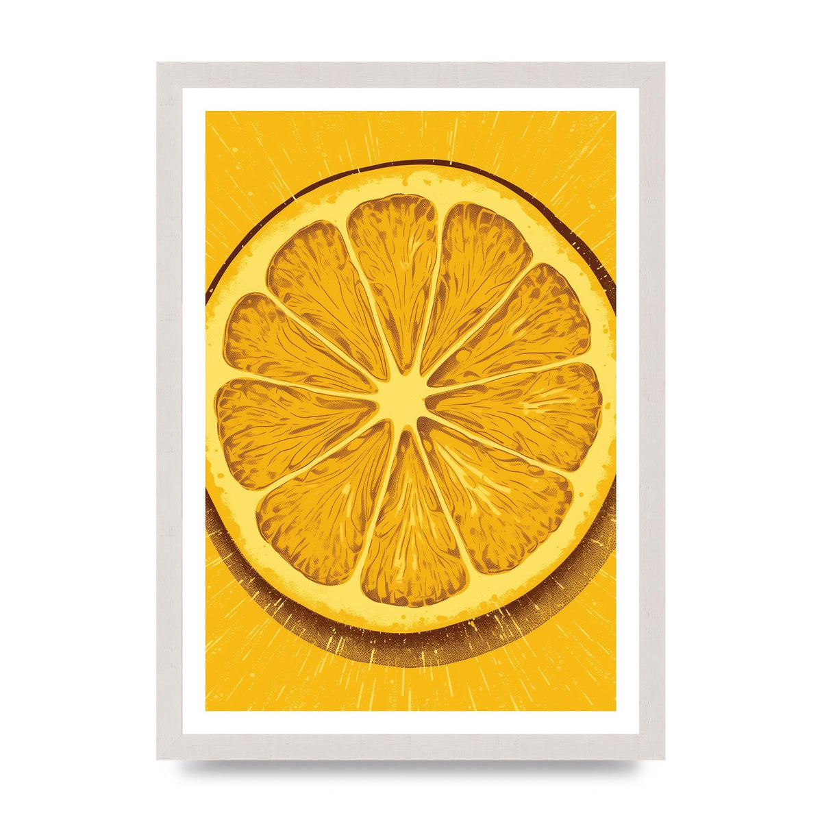 Vibrant Lemon Slice Woodblock Print