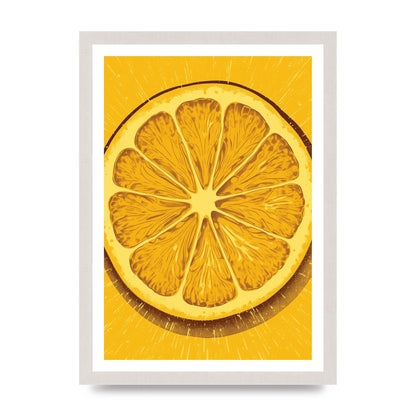 Vibrant Lemon Slice Woodblock Print