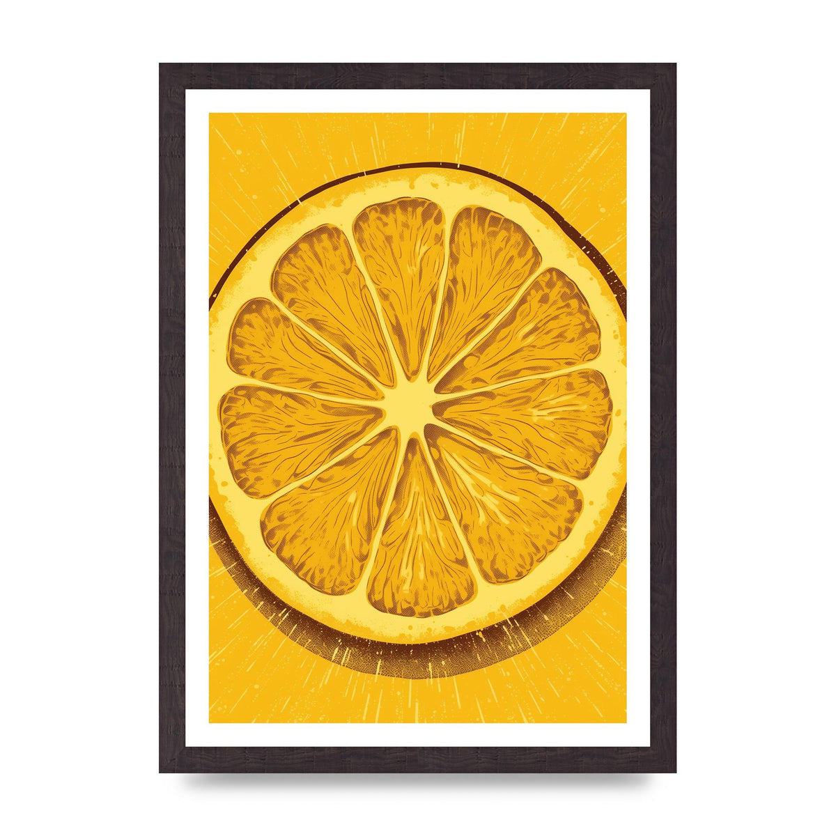Vibrant Lemon Slice Woodblock Print