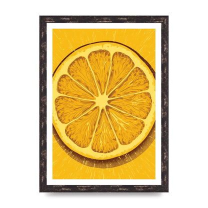 Vibrant Lemon Slice Woodblock Print