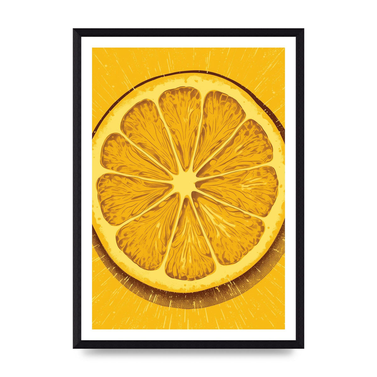 Vibrant Lemon Slice Woodblock Print