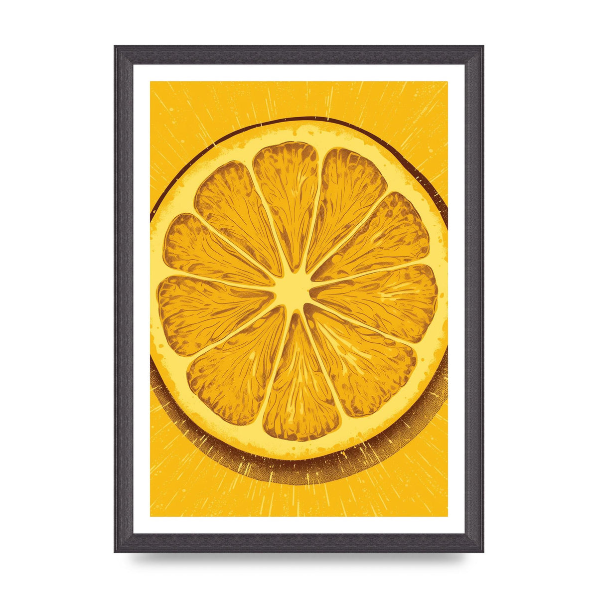 Vibrant Lemon Slice Woodblock Print