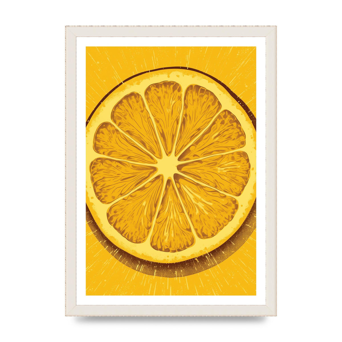 Vibrant Lemon Slice Woodblock Print