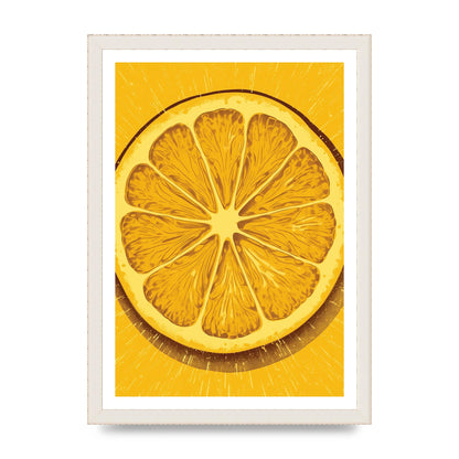 Vibrant Lemon Slice Woodblock Print