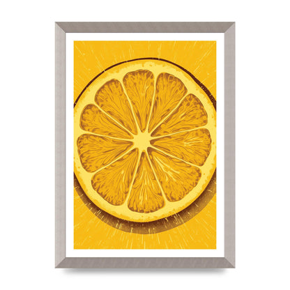Vibrant Lemon Slice Woodblock Print