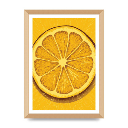 Vibrant Lemon Slice Woodblock Print