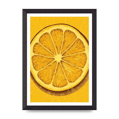 Vibrant Lemon Slice Woodblock Print
