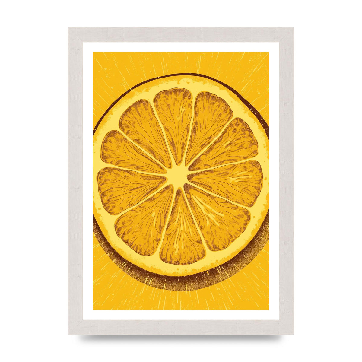 Vibrant Lemon Slice Woodblock Print
