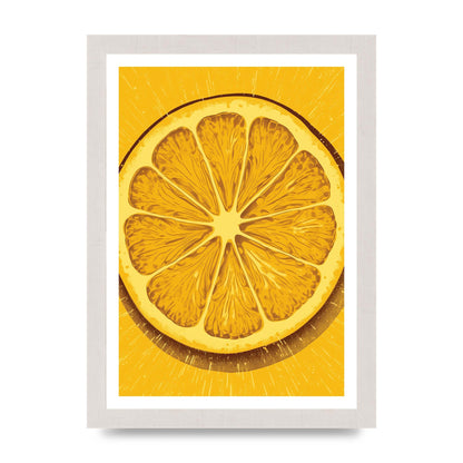 Vibrant Lemon Slice Woodblock Print
