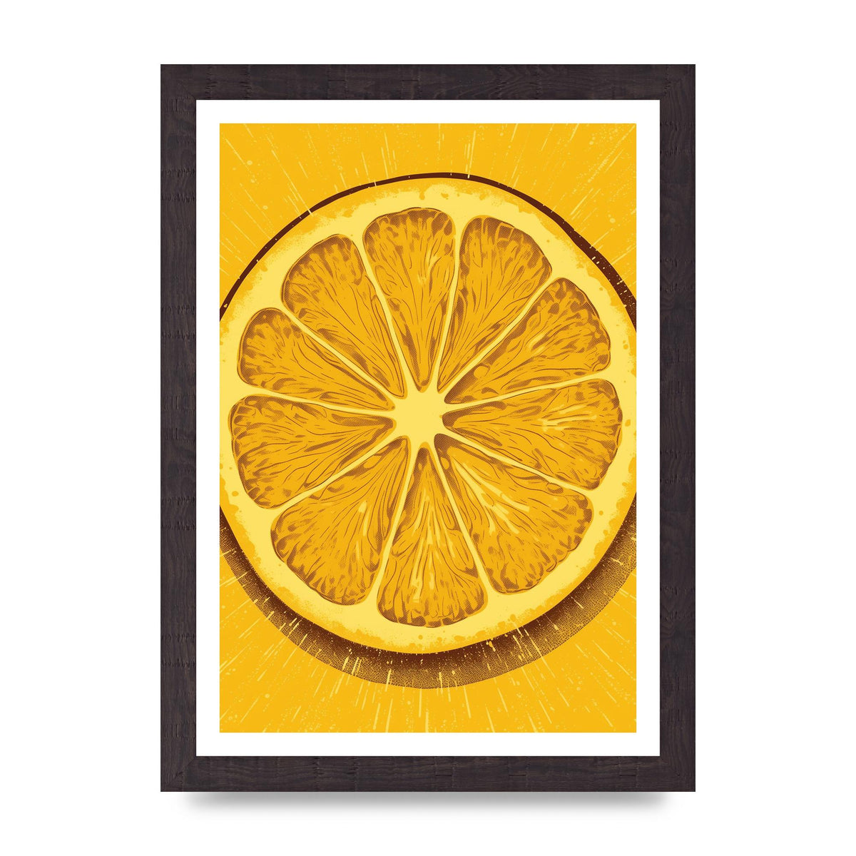Vibrant Lemon Slice Woodblock Print
