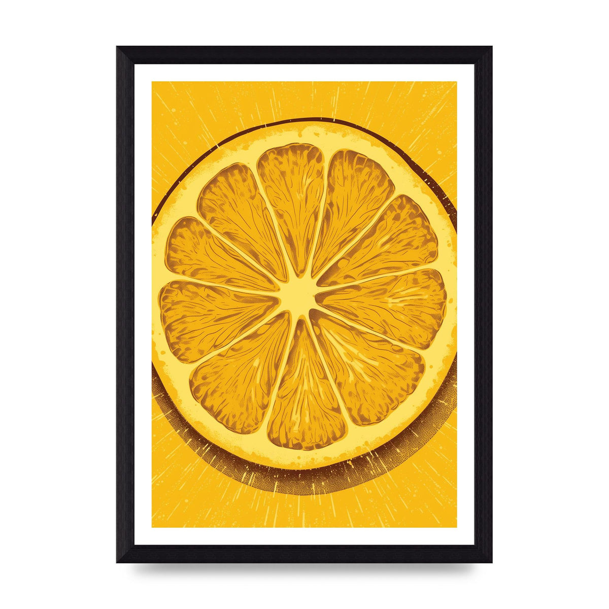 Vibrant Lemon Slice Woodblock Print