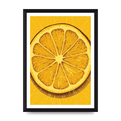 Vibrant Lemon Slice Woodblock Print