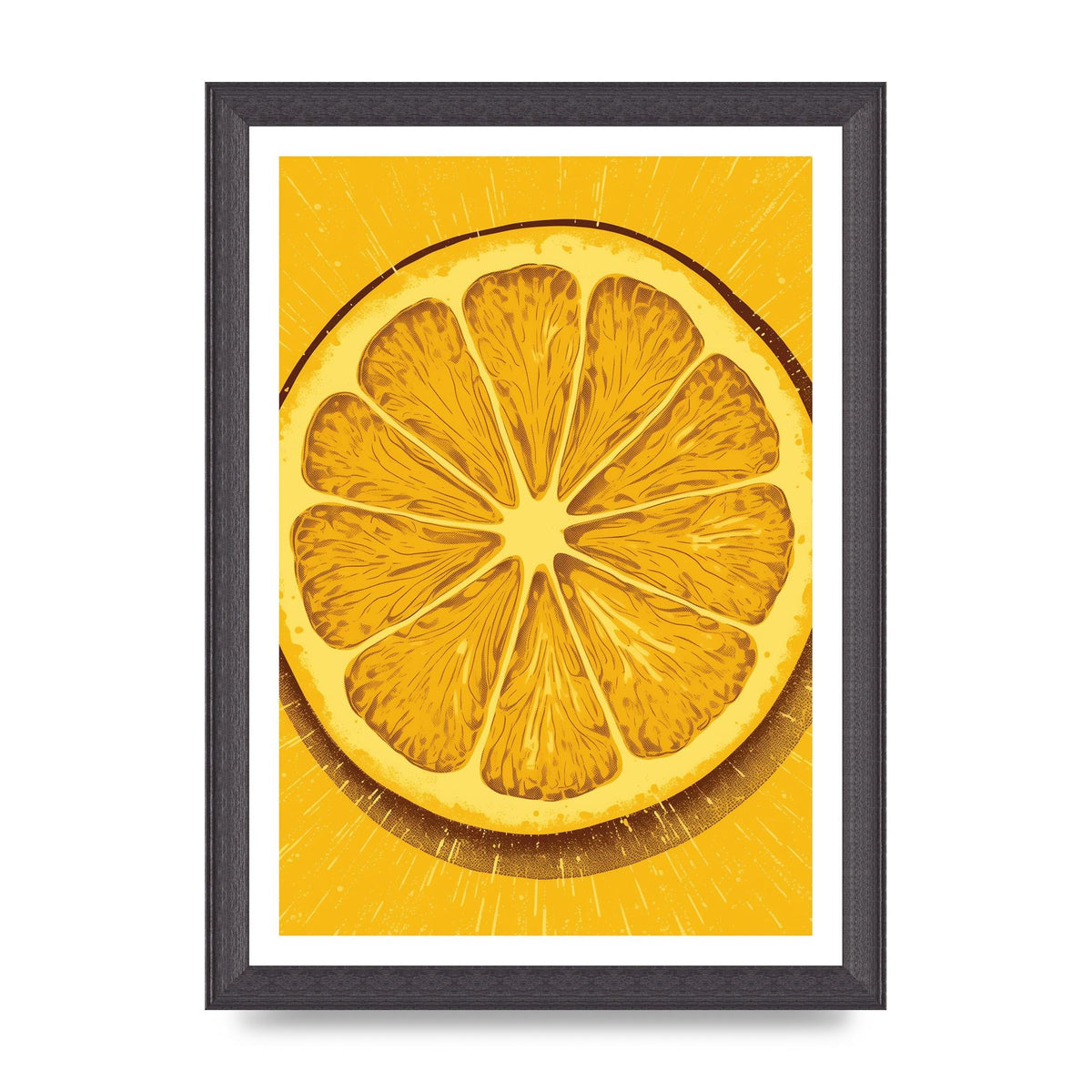 Vibrant Lemon Slice Woodblock Print