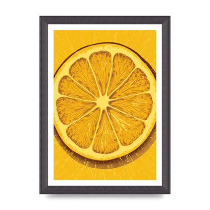 Vibrant Lemon Slice Woodblock Print