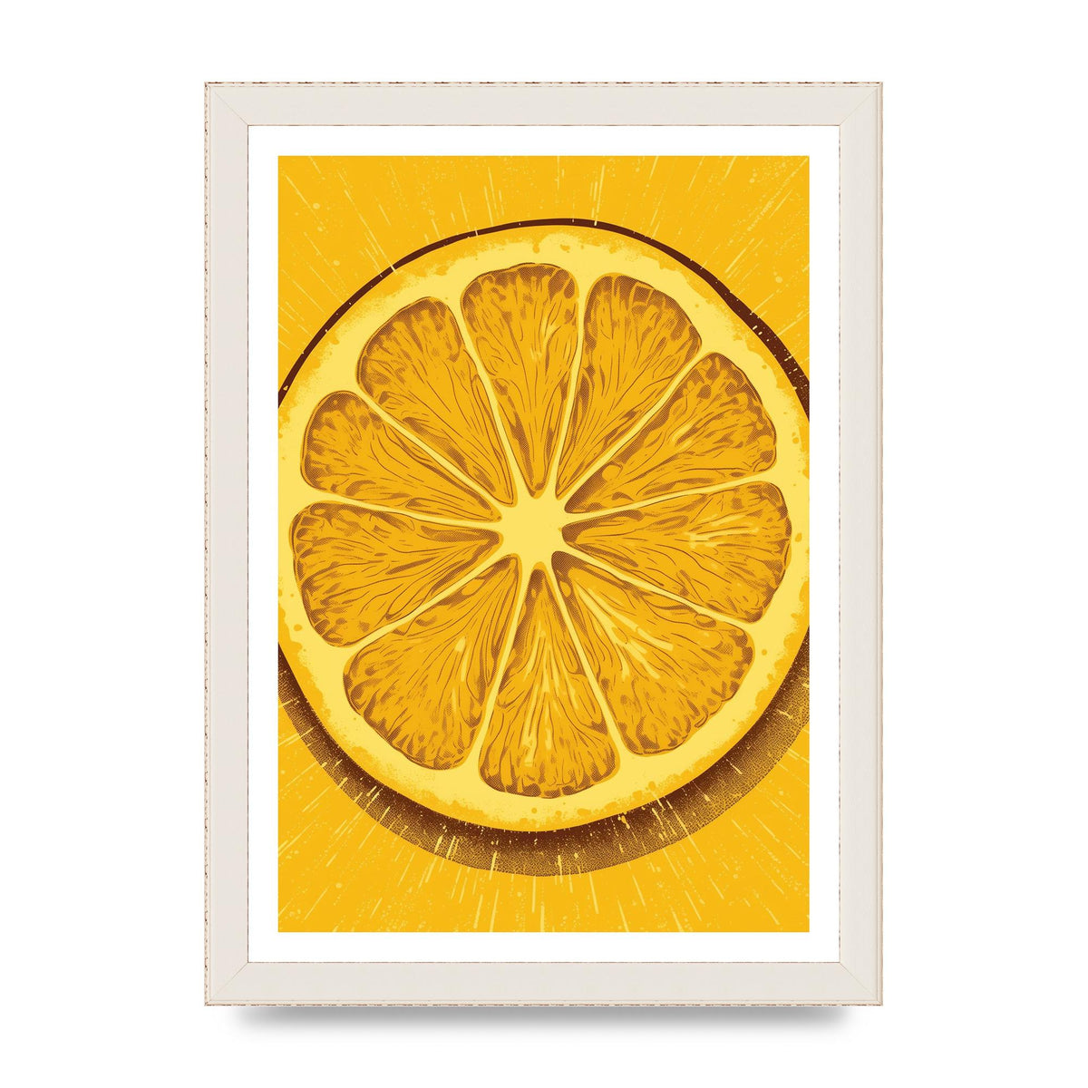 Vibrant Lemon Slice Woodblock Print