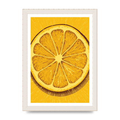 Vibrant Lemon Slice Woodblock Print