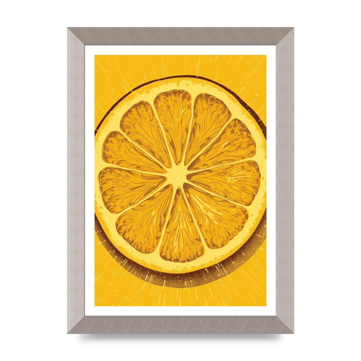Vibrant Lemon Slice Woodblock Print