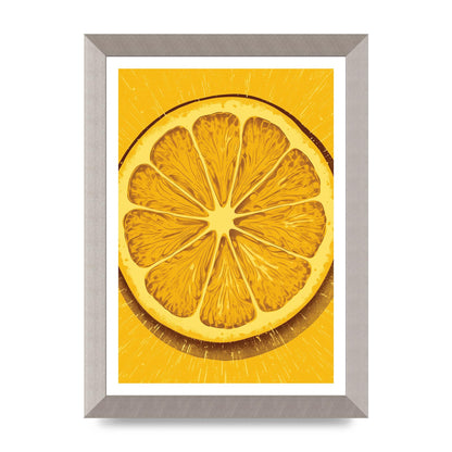 Vibrant Lemon Slice Woodblock Print