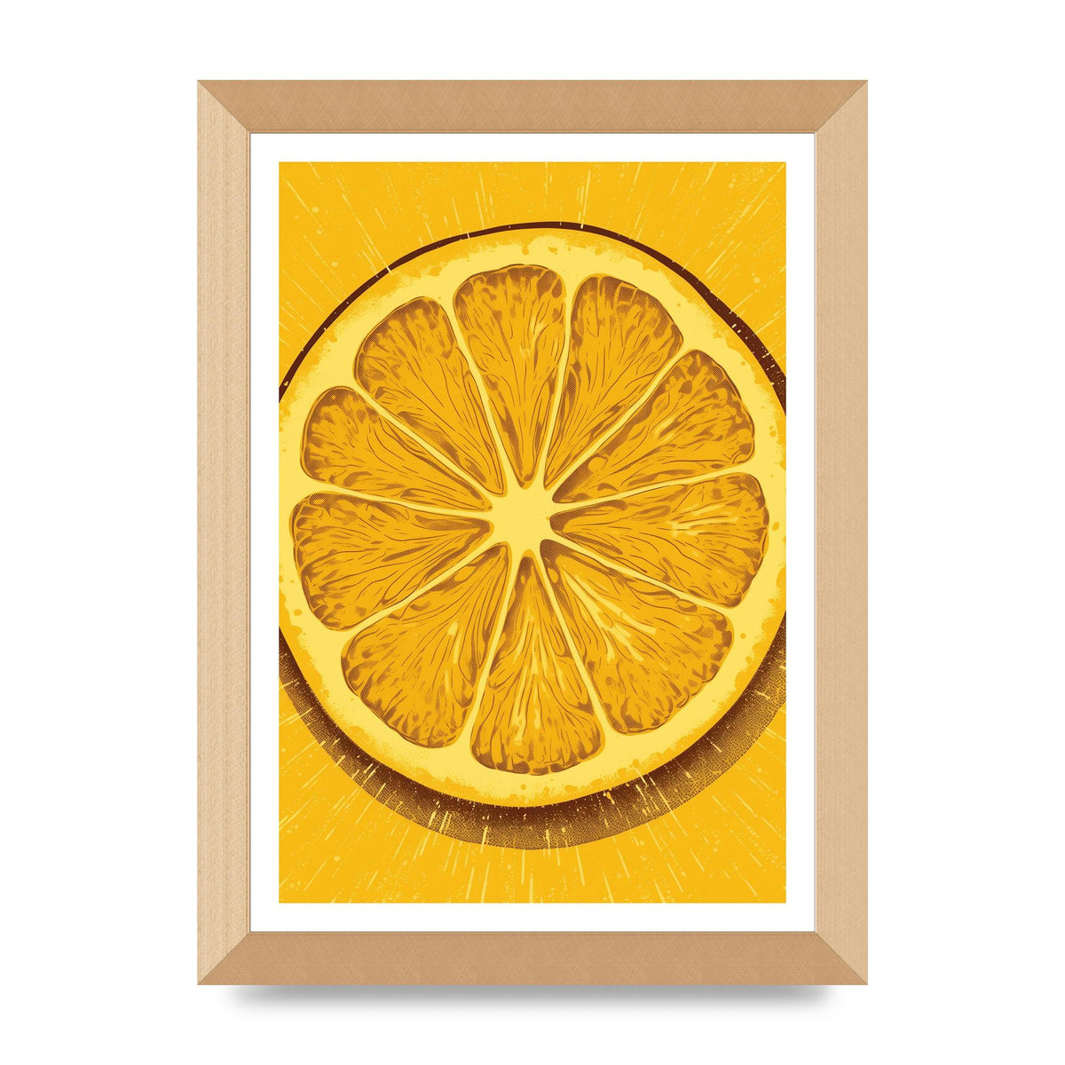 Vibrant Lemon Slice Woodblock Print