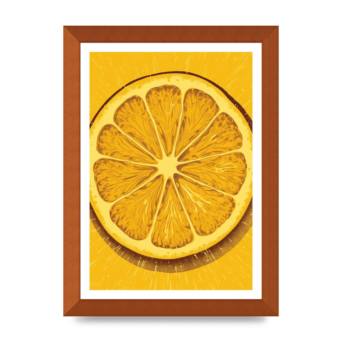 Vibrant Lemon Slice Woodblock Print
