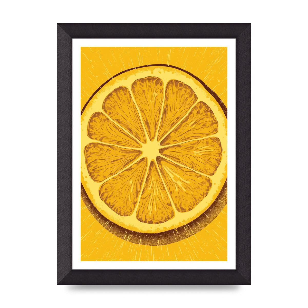 Vibrant Lemon Slice Woodblock Print