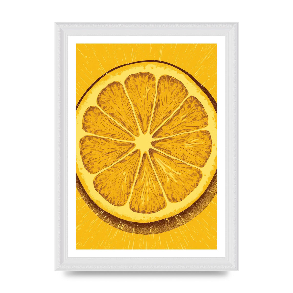 Vibrant Lemon Slice Woodblock Print