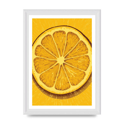 Vibrant Lemon Slice Woodblock Print