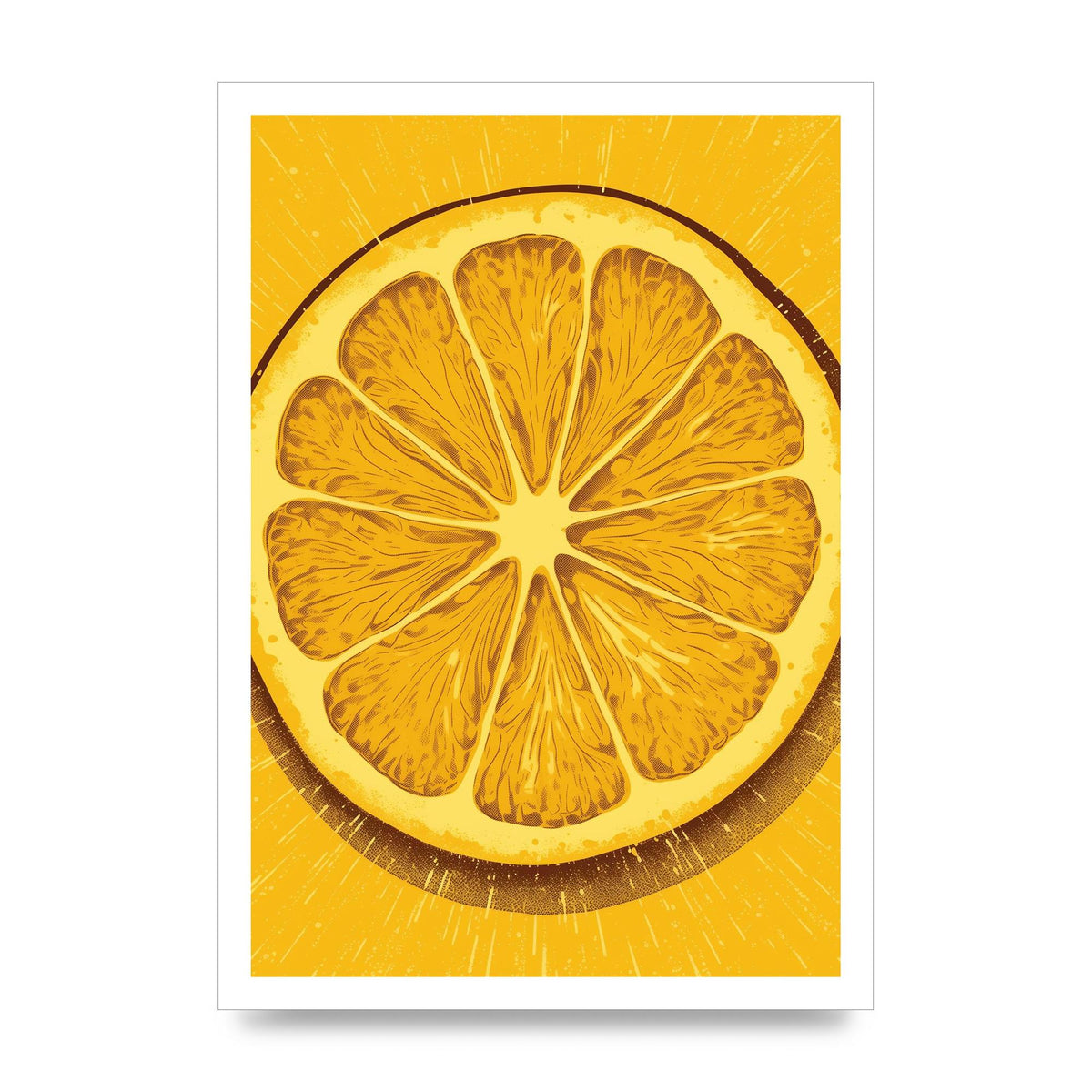 Vibrant Lemon Slice Woodblock Print
